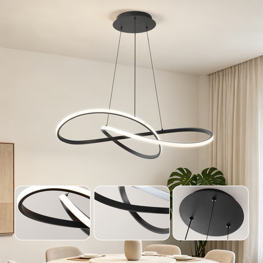 Brilagi - INFINITY dimbare LED-hanglamp aan kabel, 80 W, 230 V, 3000–6000 K, 80x80 cm, zwart, inclusief afstandsbediening