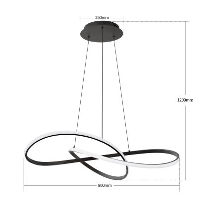 Brilagi - INFINITY dimbare LED-hanglamp aan kabel, 80 W, 230 V, 3000–6000 K, 80x80 cm, zwart, inclusief afstandsbediening