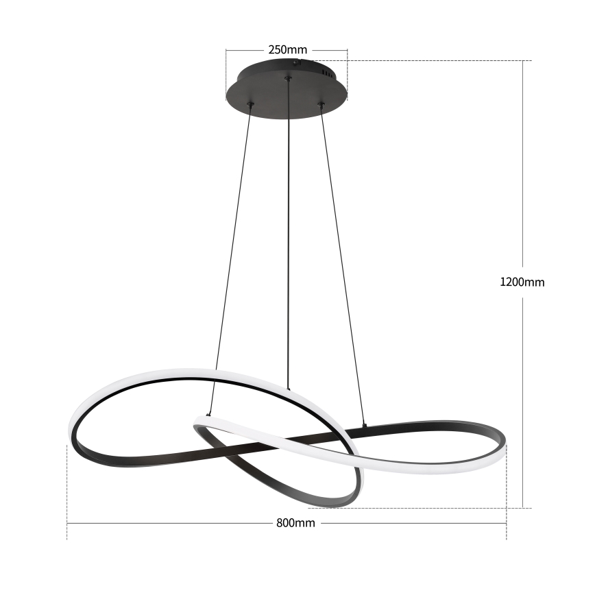 Brilagi - INFINITY dimbare LED-hanglamp aan kabel, 80 W, 230 V, 3000–6000 K, 80x80 cm, zwart, inclusief afstandsbediening
