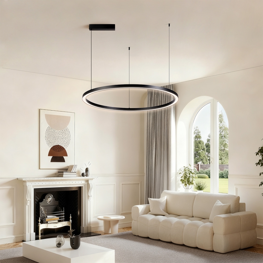 Brilagi - Dimbare LED-kabelhanglamp PORTOFINO LED/60W/230V 3000-6000K Ø 80 cm zwart + afstandsbediening