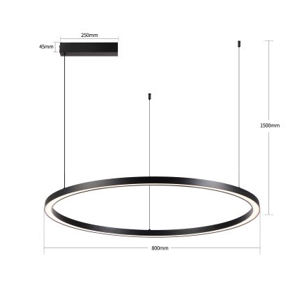 Brilagi - Dimbare LED-kabelhanglamp PORTOFINO LED/60W/230V 3000-6000K Ø 80 cm zwart + afstandsbediening