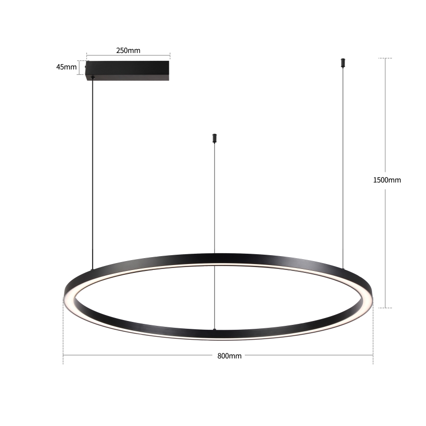 Brilagi - Dimbare LED-kabelhanglamp PORTOFINO LED/60W/230V 3000-6000K Ø 80 cm zwart + afstandsbediening