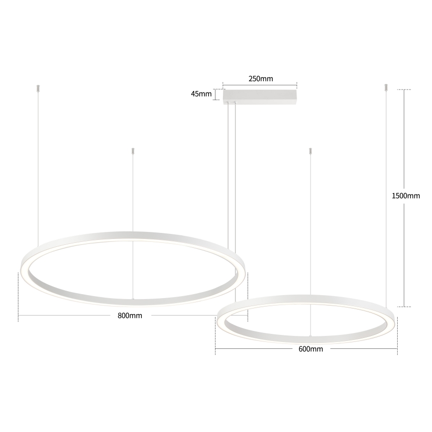 Brilagi - Dimbare LED-hanglamp aan kabel PORTOFINO LED/98W/230V 3000-6000K wit + afstandsbediening