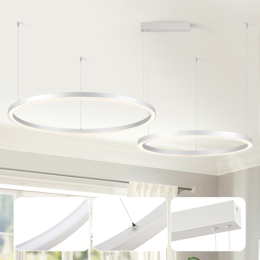 Brilagi - Dimbare LED-hanglamp aan kabel PORTOFINO LED/98W/230V 3000-6000K zilver + afstandsbediening