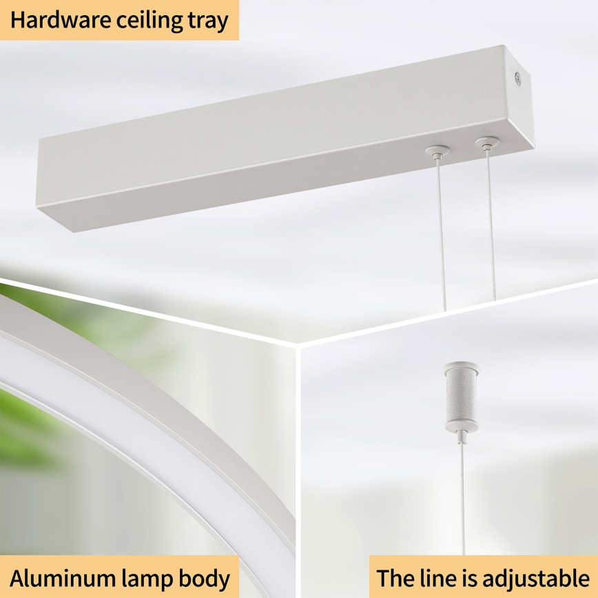 Brilagi - Dimbare LED-hanglamp aan kabel PORTOFINO LED/98W/230V 3000-6000K zilver + afstandsbediening