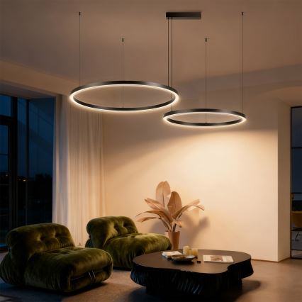 Brilagi - LED dimbare hanglamp aan kabel PORTOFINO LED/98W/230V 3000-6000K zwart + afstandsbediening