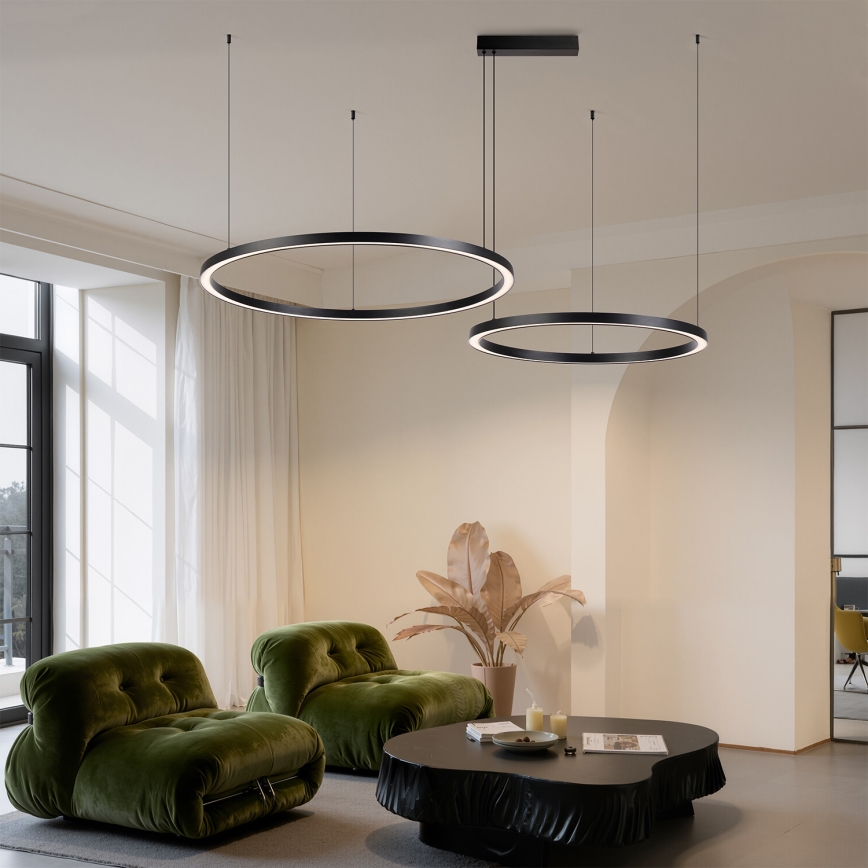 Brilagi - LED dimbare hanglamp aan kabel PORTOFINO LED/98W/230V 3000-6000K zwart + afstandsbediening