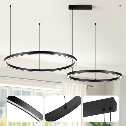 Brilagi - LED dimbare hanglamp aan kabel PORTOFINO LED/98W/230V 3000-6000K zwart + afstandsbediening
