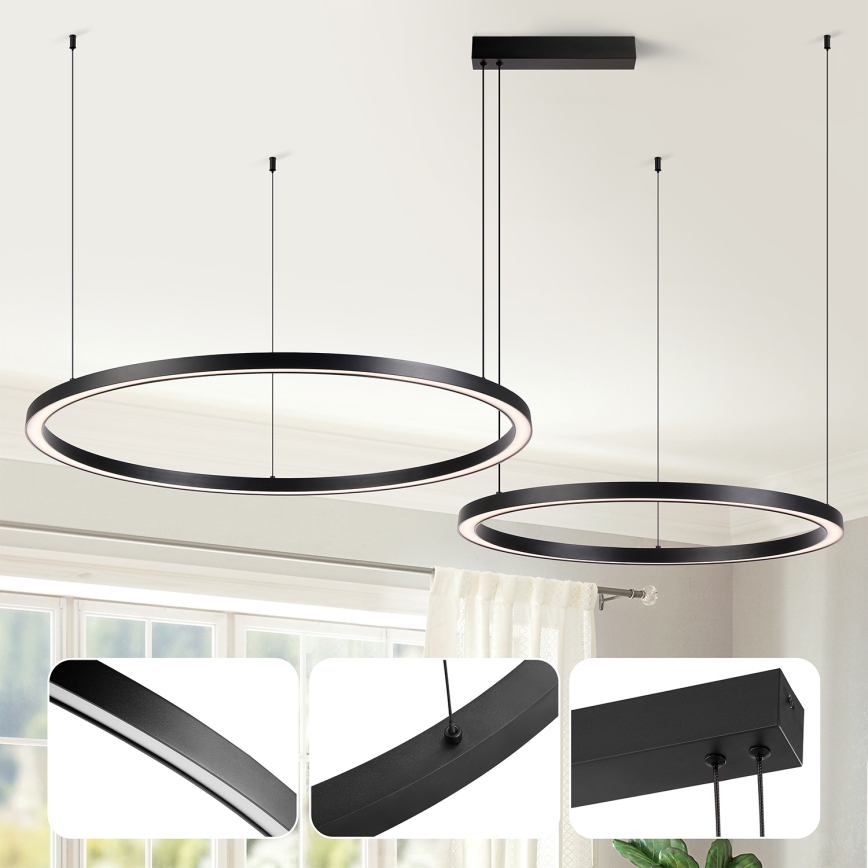 Brilagi - LED dimbare hanglamp aan kabel PORTOFINO LED/98W/230V 3000-6000K zwart + afstandsbediening