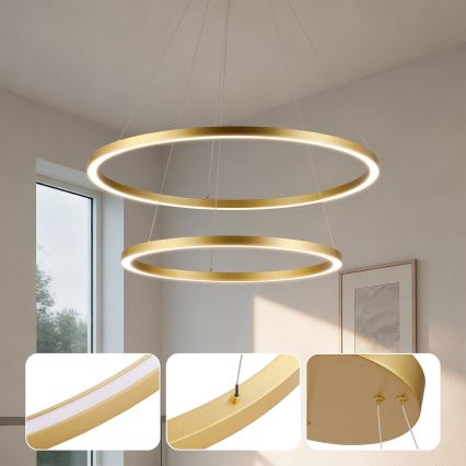 Brilagi - Dimbare LED-kroonluchter aan kabel PORTOFINO LED/98W/230V 3000-6000K Ø 80 cm goudkleurig + afstandsbediening