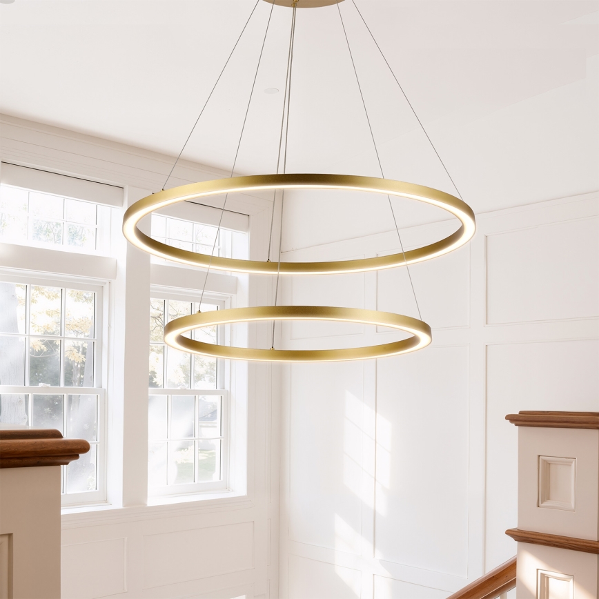 Brilagi - Dimbare LED-kroonluchter aan kabel PORTOFINO LED/98W/230V 3000-6000K Ø 80 cm goudkleurig + afstandsbediening