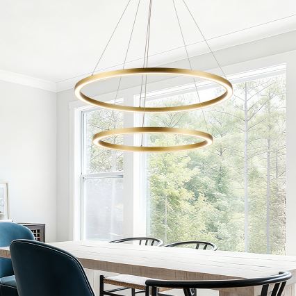 Brilagi - Dimbare LED-kroonluchter aan kabel PORTOFINO LED/98W/230V 3000-6000K Ø 80 cm goudkleurig + afstandsbediening