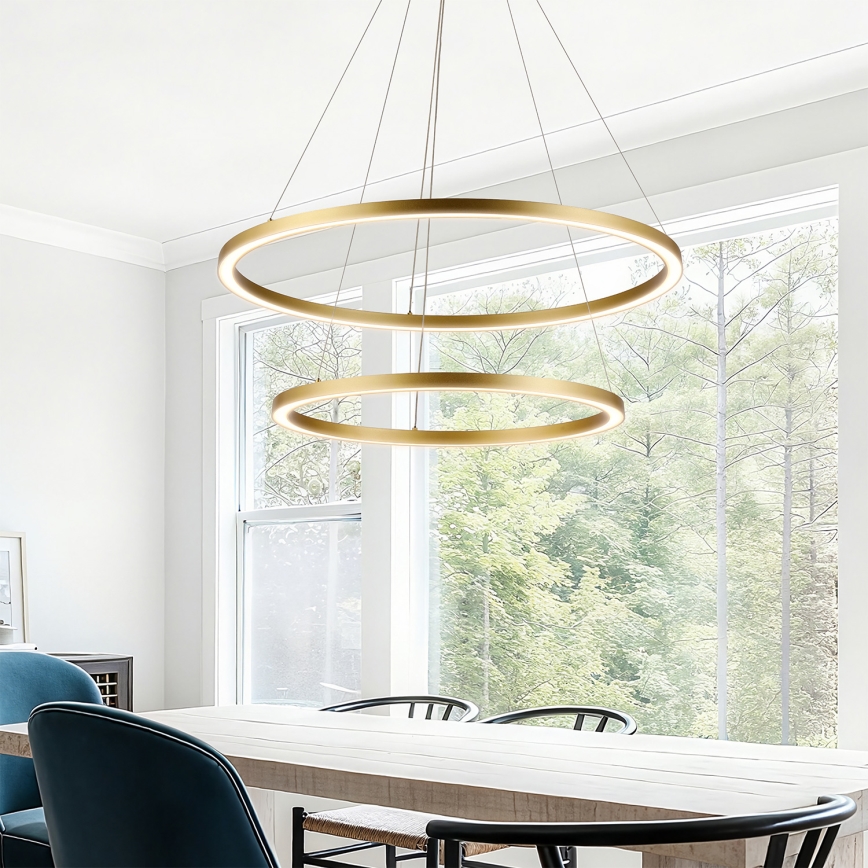 Brilagi - Dimbare LED-kroonluchter aan kabel PORTOFINO LED/98W/230V 3000-6000K Ø 80 cm goudkleurig + afstandsbediening