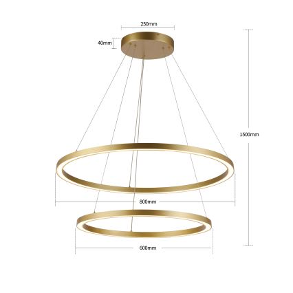 Brilagi - Dimbare LED-kroonluchter aan kabel PORTOFINO LED/98W/230V 3000-6000K Ø 80 cm goudkleurig + afstandsbediening