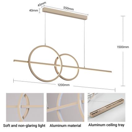 BRILAGI - Dimbare LED-hanglamp aan kabel SIGNATURE LED/53W/230V 3000-6000K 120 cm beige + afstandsbediening