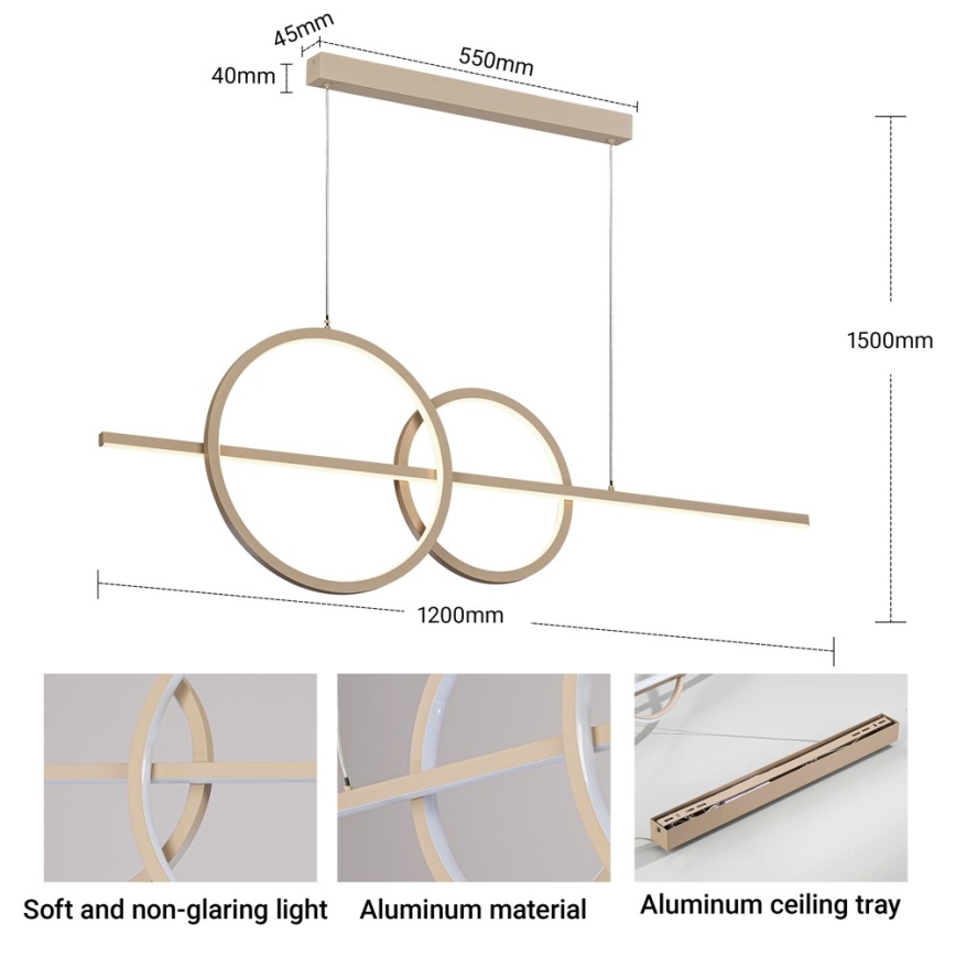 BRILAGI - Dimbare LED-hanglamp aan kabel SIGNATURE LED/53W/230V 3000-6000K 120 cm beige + afstandsbediening