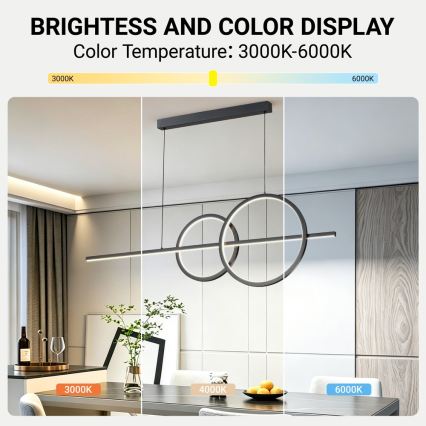 BRILAGI - LED dimbare hanglamp aan kabel SIGNATURE LED/53W/230V 3000-6000K 120 cm zwart + afstandsbediening