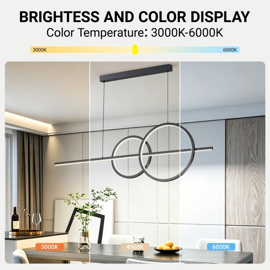 BRILAGI - LED dimbare hanglamp aan kabel SIGNATURE LED/53W/230V 3000-6000K 120 cm zwart + afstandsbediening