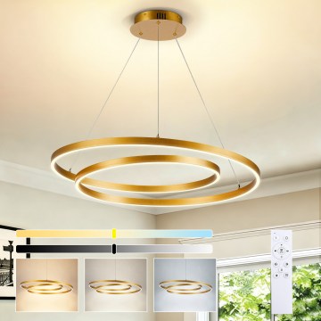 BRILAGI - Dimbare LED-hanglamp aan kabel TWISTER LED/75W/230V 3000–6000K Ø 70 cm goud + afstandsbediening