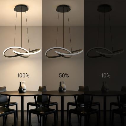 Brilagi - INFINITY dimbare LED-hanglamp aan staalkabel LED/55W/230V 3000-6000K 50x50 cm zwart + afstandsbediening