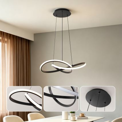 Brilagi - INFINITY dimbare LED-hanglamp aan staalkabel LED/55W/230V 3000-6000K 50x50 cm zwart + afstandsbediening
