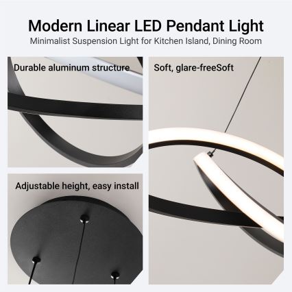 Brilagi - INFINITY dimbare LED-hanglamp aan staalkabel LED/55W/230V 3000-6000K 50x50 cm zwart + afstandsbediening