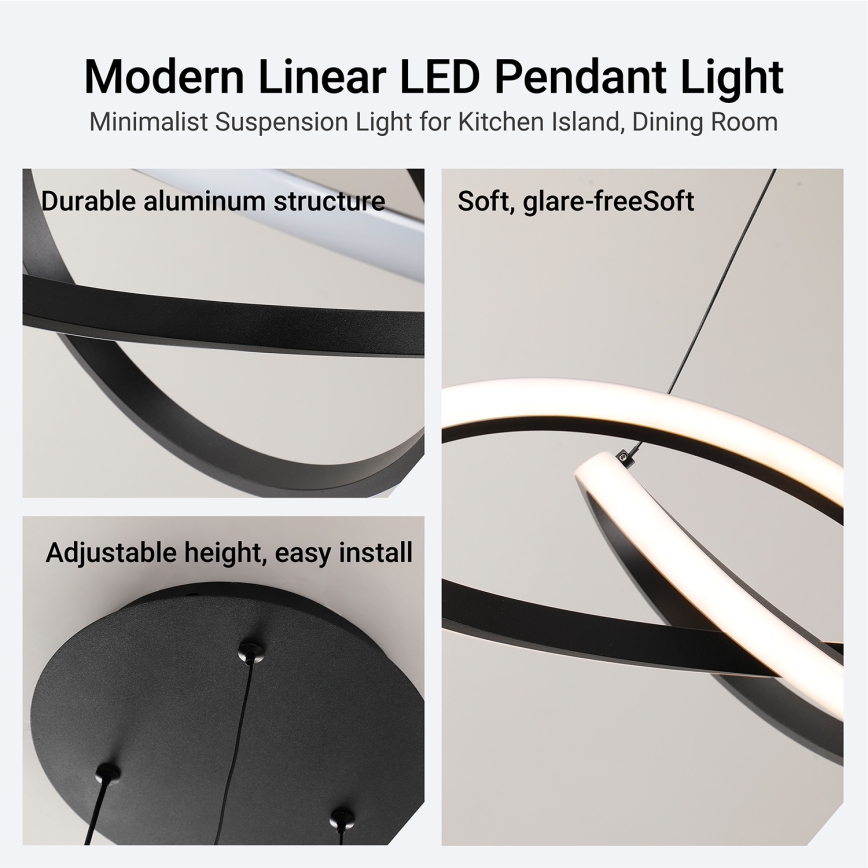 Brilagi - INFINITY dimbare LED-hanglamp aan staalkabel LED/55W/230V 3000-6000K 50x50 cm zwart + afstandsbediening