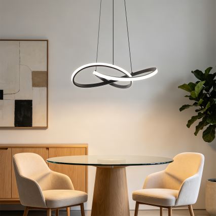 Brilagi - INFINITY dimbare LED-hanglamp aan staalkabel LED/55W/230V 3000-6000K 50x50 cm zwart + afstandsbediening