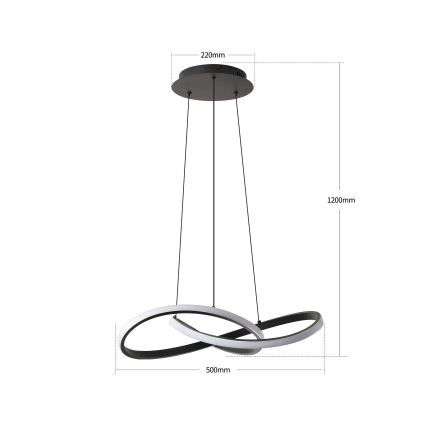 Brilagi - INFINITY dimbare LED-hanglamp aan staalkabel LED/55W/230V 3000-6000K 50x50 cm zwart + afstandsbediening