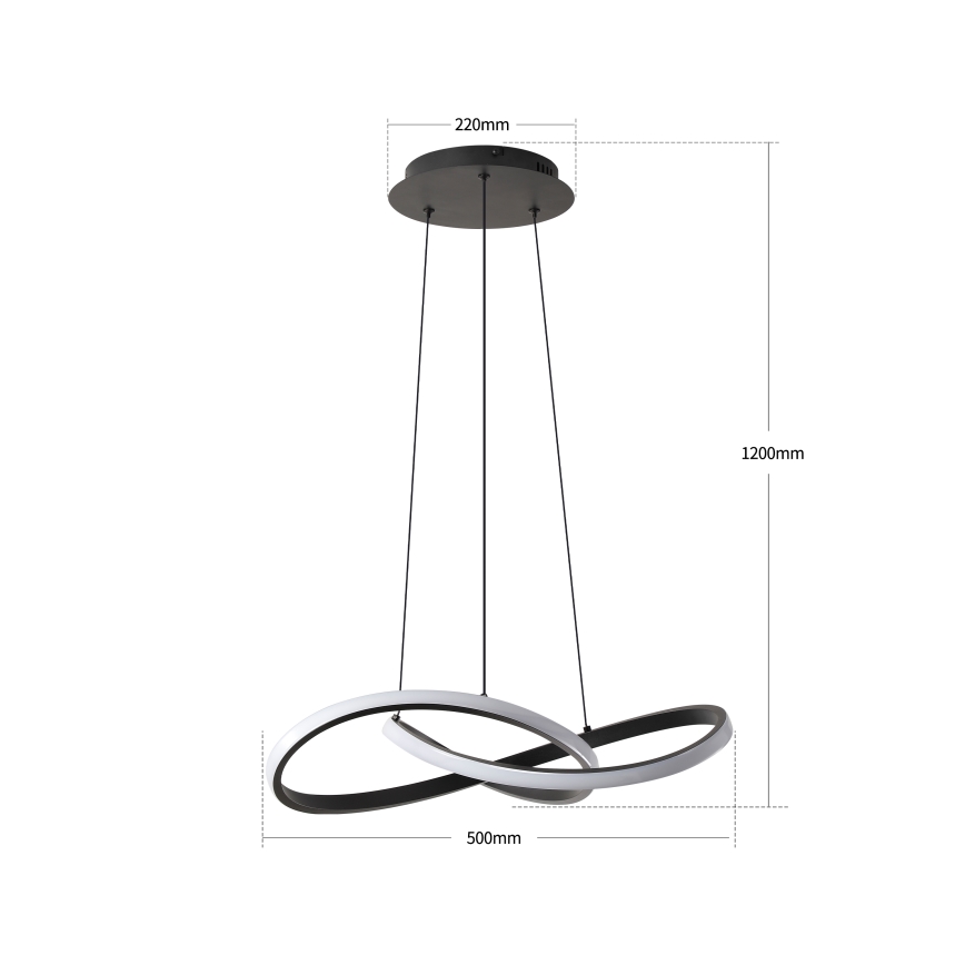 Brilagi - INFINITY dimbare LED-hanglamp aan staalkabel LED/55W/230V 3000-6000K 50x50 cm zwart + afstandsbediening