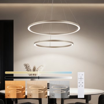 Brilagi - Dimbare LED-hanglamp met kabel PORTOFINO LED/98W/230V 3000-6000K Ø 80 cm beige + afstandsbediening