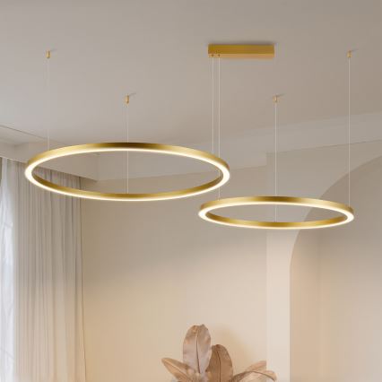 Brilagi - Dimbare LED-hanglamp aan kabel PORTOFINO LED/98W/230V 3000-6000K goudkleurig + afstandsbediening