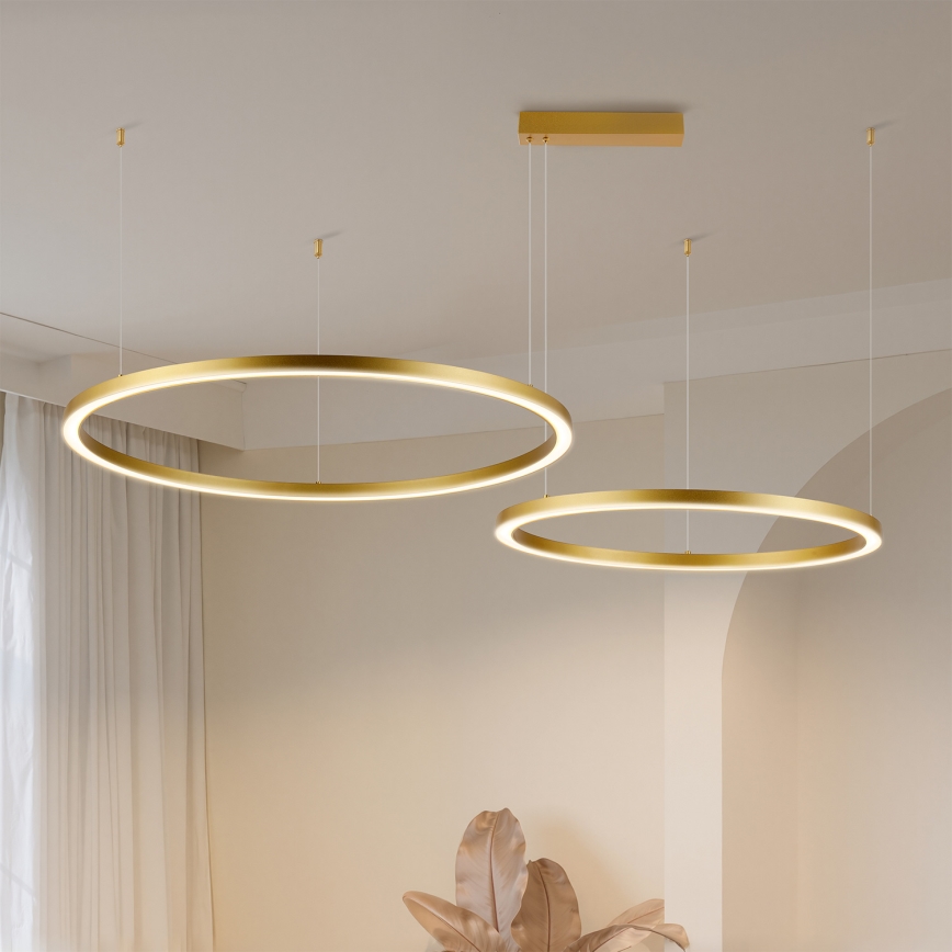Brilagi - Dimbare LED-hanglamp aan kabel PORTOFINO LED/98W/230V 3000-6000K goudkleurig + afstandsbediening