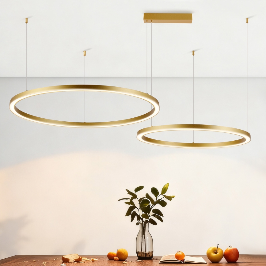 Brilagi - Dimbare LED-hanglamp aan kabel PORTOFINO LED/98W/230V 3000-6000K goudkleurig + afstandsbediening