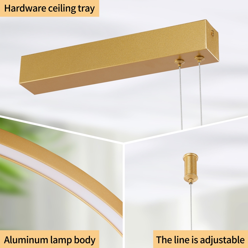 Brilagi - Dimbare LED-hanglamp aan kabel PORTOFINO LED/98W/230V 3000-6000K goudkleurig + afstandsbediening