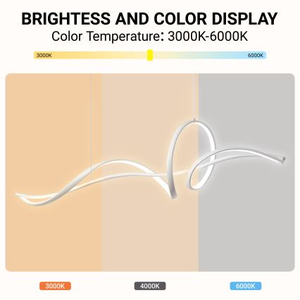 Brilagi - Dimbare hanglamp aan kabel SIGNATURE LED/55W/230V 3000-6000K 120x23 cm wit + afstandsbediening