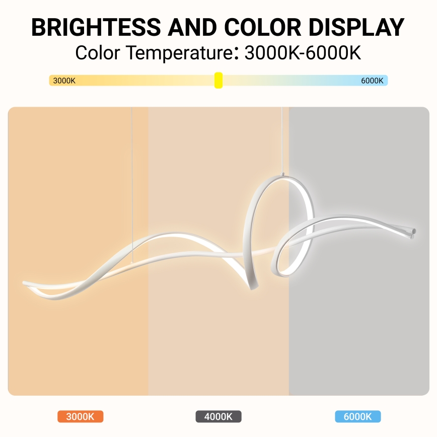Brilagi - Dimbare hanglamp aan kabel SIGNATURE LED/55W/230V 3000-6000K 120x23 cm wit + afstandsbediening