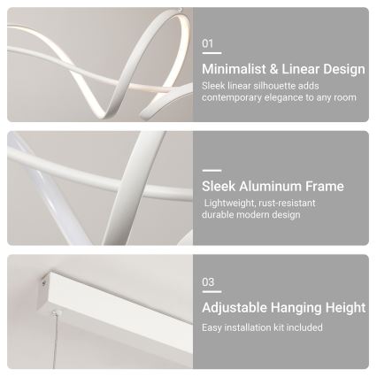 Brilagi - Dimbare hanglamp aan kabel SIGNATURE LED/55W/230V 3000-6000K 120x23 cm wit + afstandsbediening