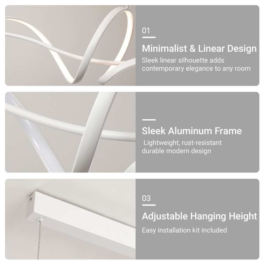 Brilagi - Dimbare hanglamp aan kabel SIGNATURE LED/55W/230V 3000-6000K 120x23 cm wit + afstandsbediening