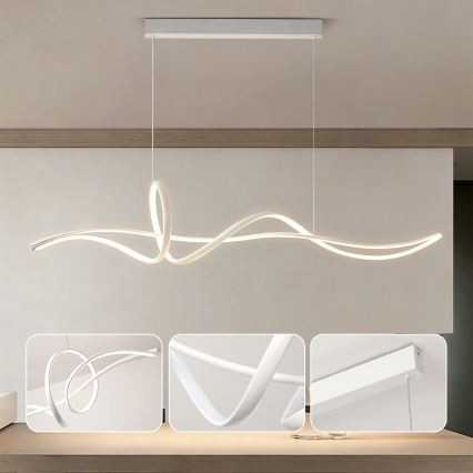 Brilagi - Dimbare hanglamp aan kabel SIGNATURE LED/55W/230V 3000-6000K 120x23 cm wit + afstandsbediening
