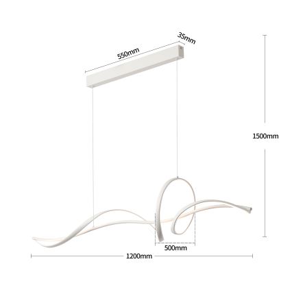 Brilagi - Dimbare hanglamp aan kabel SIGNATURE LED/55W/230V 3000-6000K 120x23 cm wit + afstandsbediening