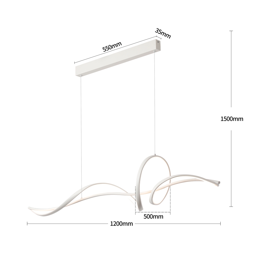 Brilagi - Dimbare hanglamp aan kabel SIGNATURE LED/55W/230V 3000-6000K 120x23 cm wit + afstandsbediening