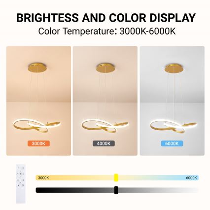 Brilagi - Dimbare LED-hanglamp aan kabel INFINITY LED/55W/230V 3000-6000K 50x50 cm goud + afstandsbediening