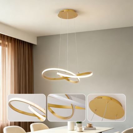 Brilagi - Dimbare LED-hanglamp aan kabel INFINITY LED/55W/230V 3000-6000K 50x50 cm goud + afstandsbediening