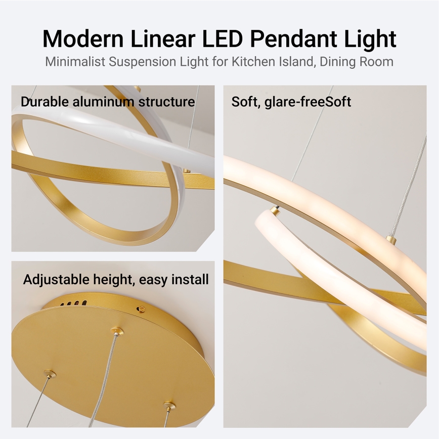 Brilagi - Dimbare LED-hanglamp aan kabel INFINITY LED/55W/230V 3000-6000K 50x50 cm goud + afstandsbediening