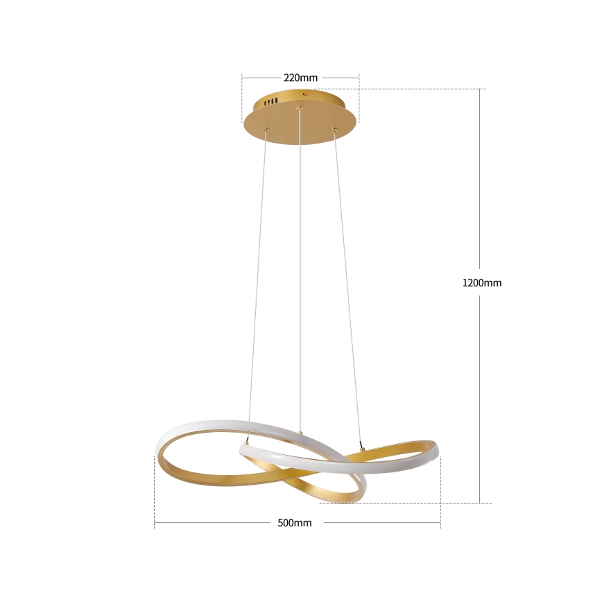 Brilagi - Dimbare LED-hanglamp aan kabel INFINITY LED/55W/230V 3000-6000K 50x50 cm goud + afstandsbediening