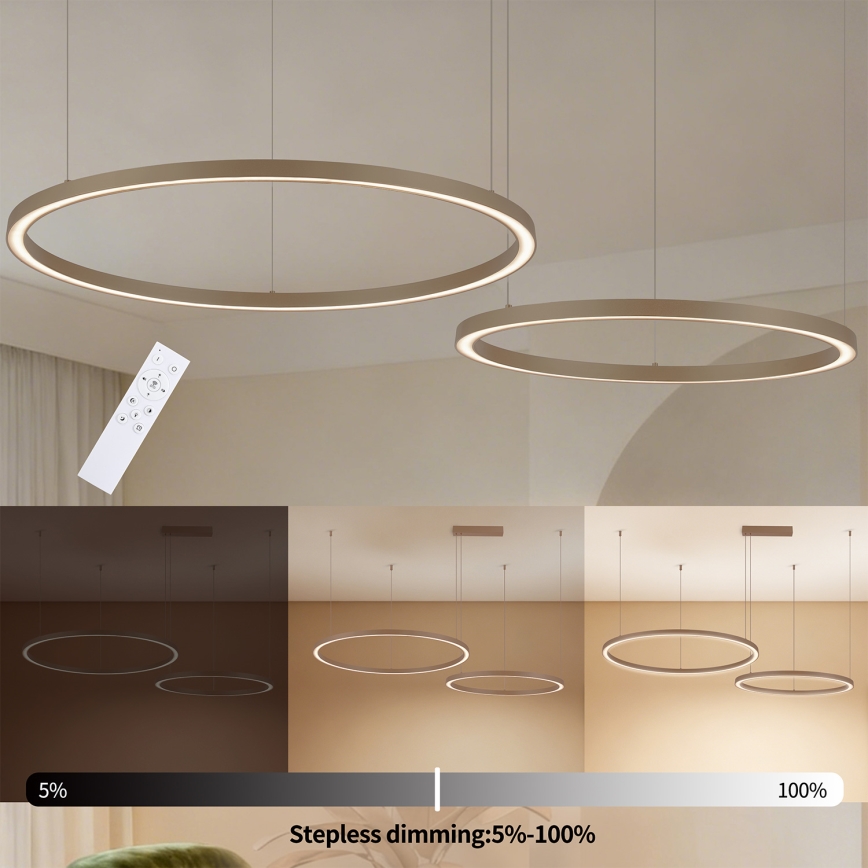 Brilagi - Dimbare LED-hanglamp aan kabel PORTOFINO LED/98W/230V 3000-6000K beige + afstandsbediening