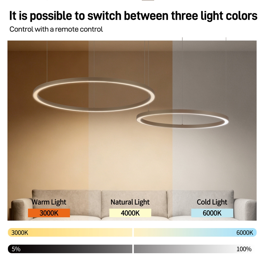 Brilagi - Dimbare LED-hanglamp aan kabel PORTOFINO LED/98W/230V 3000-6000K beige + afstandsbediening