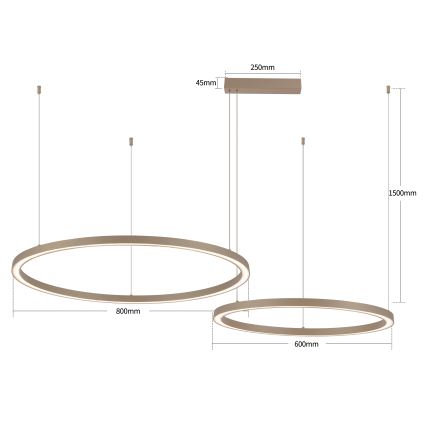 Brilagi - Dimbare LED-hanglamp aan kabel PORTOFINO LED/98W/230V 3000-6000K beige + afstandsbediening