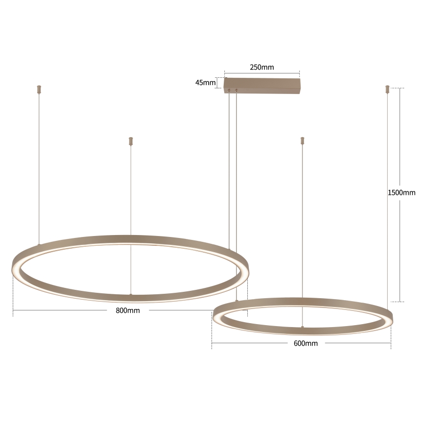 Brilagi - Dimbare LED-hanglamp aan kabel PORTOFINO LED/98W/230V 3000-6000K beige + afstandsbediening
